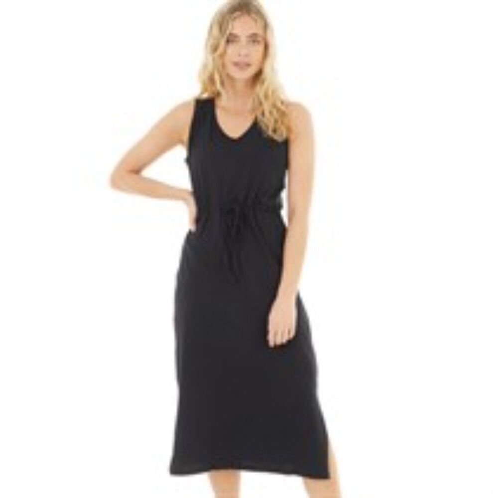 ICEBERG Tie Waist Classic Midi Dress Black Sz 42 (Medium)